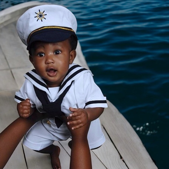 New Baby Toddler Boys Bow Accent Nautical Cap Outfit Set - Picture 5 of 15